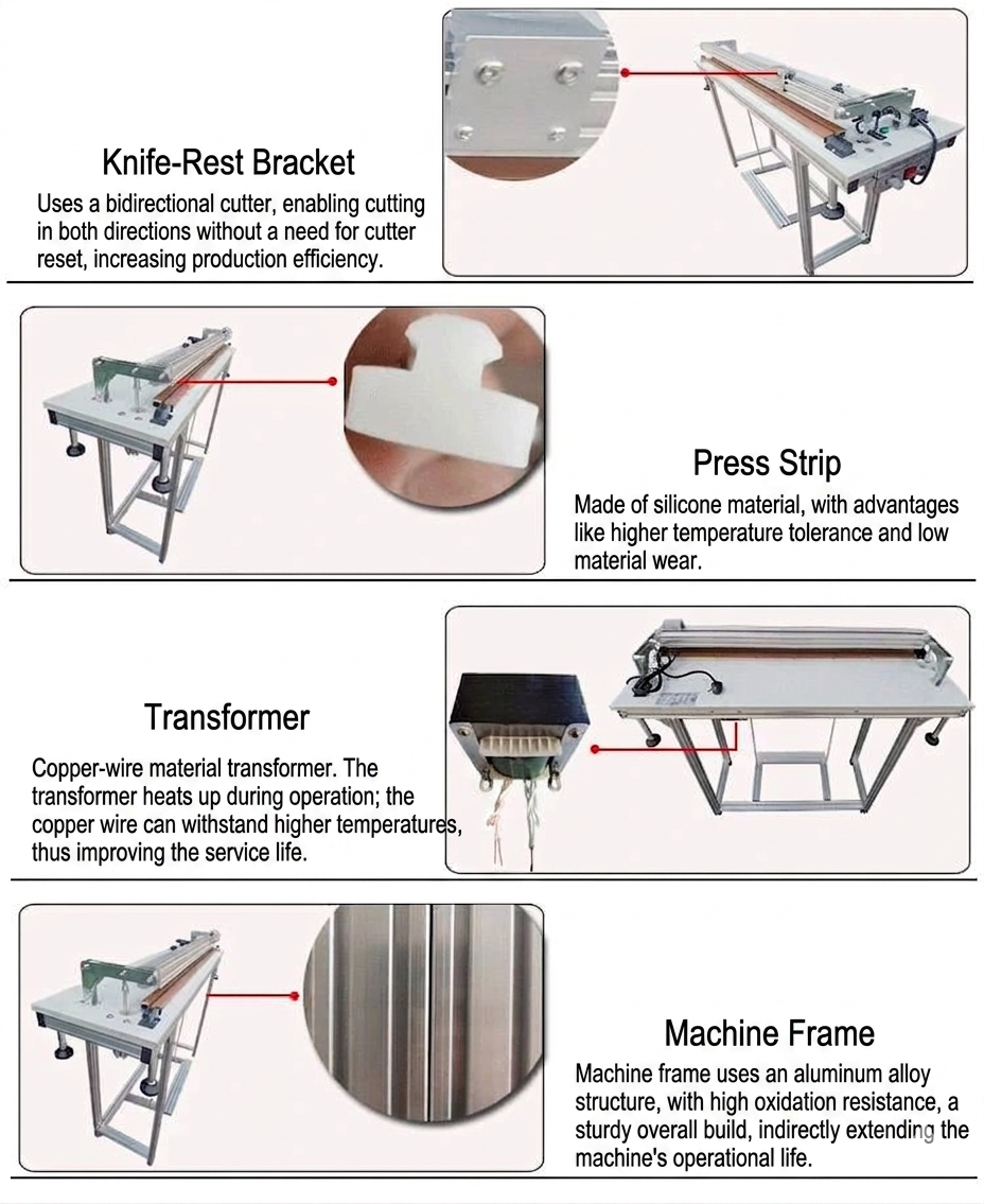Component Display - Knife-Rest Bracket, Press Strip, Transformer, Machine Frame