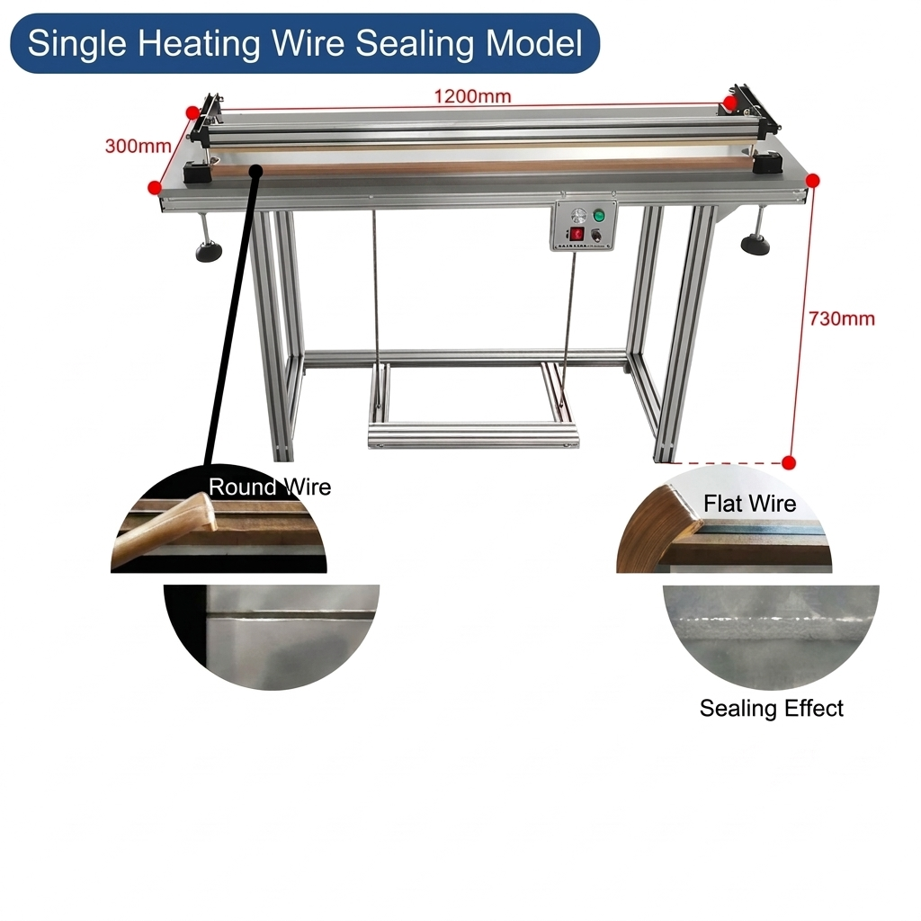 Single Heating Wire Sealing Model - Option 2 Seal + Round Wire Cut