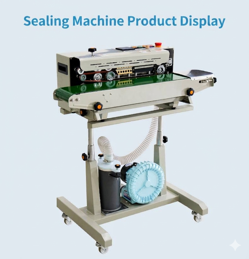 DBF-1000A Gas Flush Continuous Band Sealer | 850W Nitrogen Bag Sealing Machine for Food Snacks Jewelry Electronics